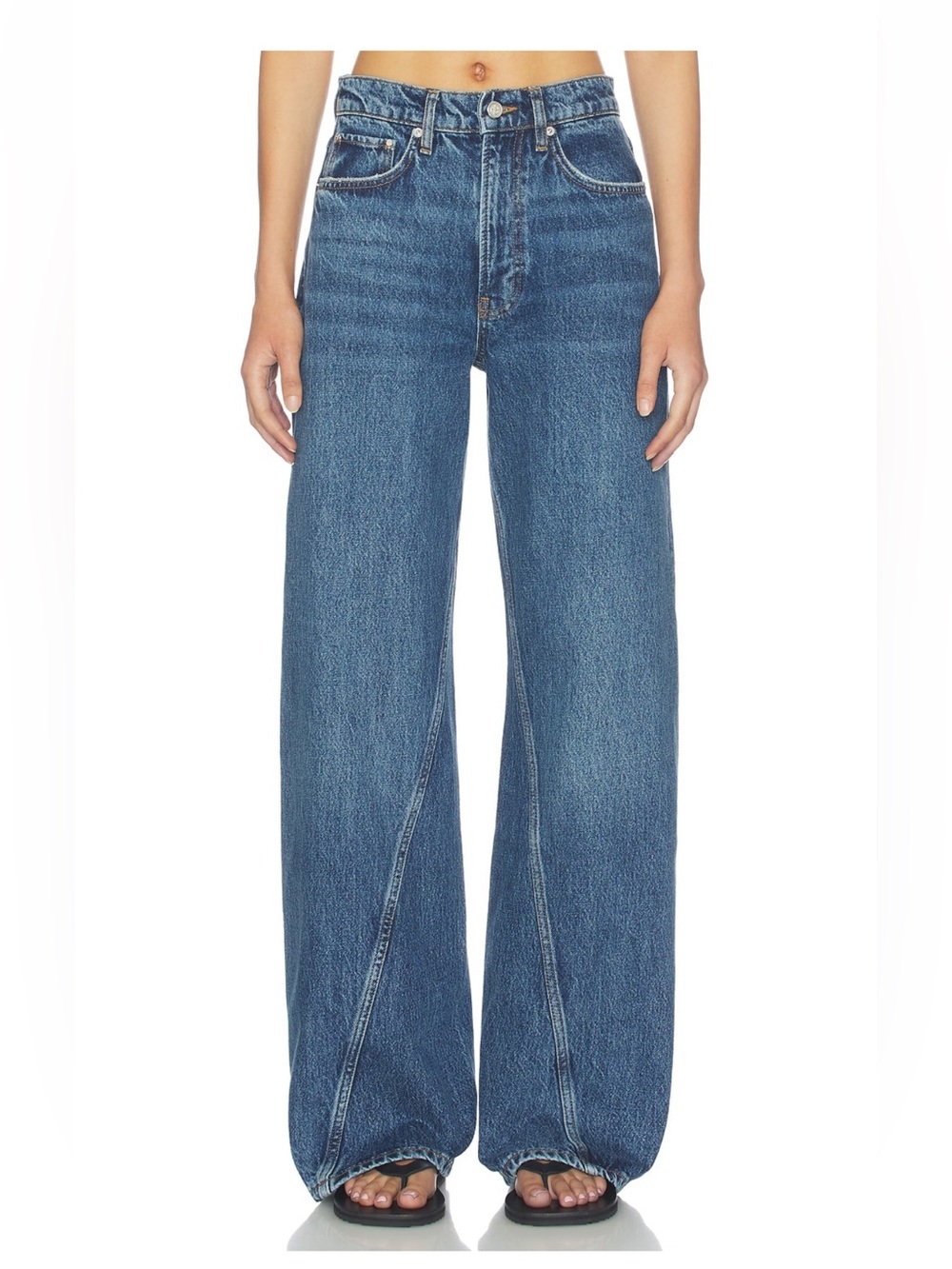 Anine Bing Wide Leg Jeans in Medium Blue 27
